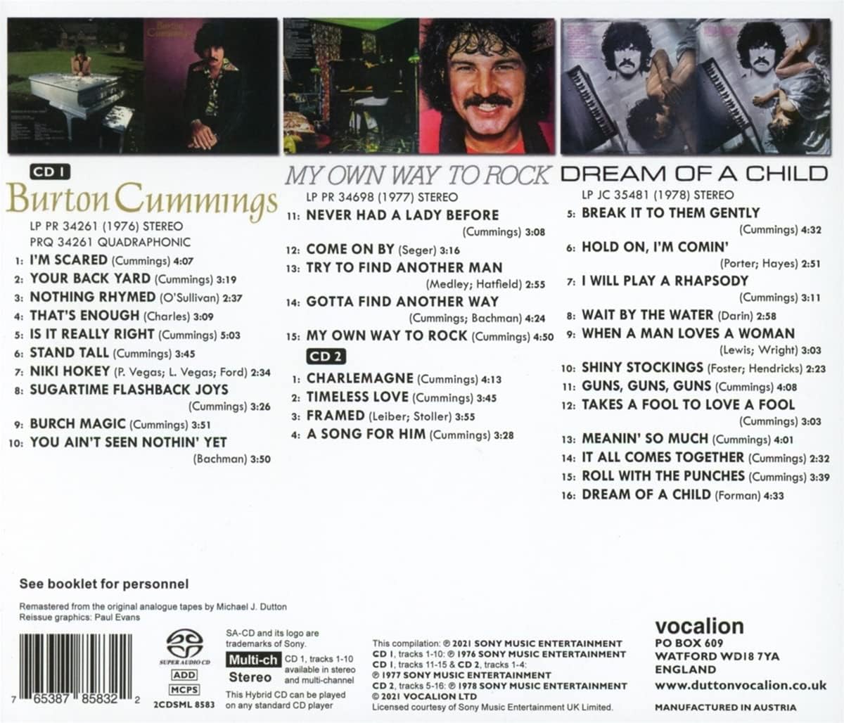 2SACD - Burton Cummings - S/T, My Own Way To Rock & Dream Of A Child