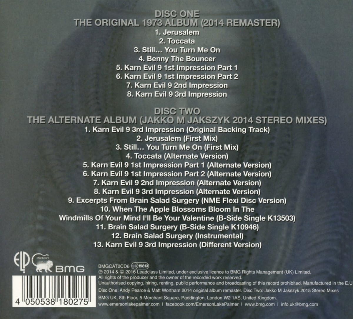 2CD - Emerson, Lake and Palmer - Brain Salad Surgery