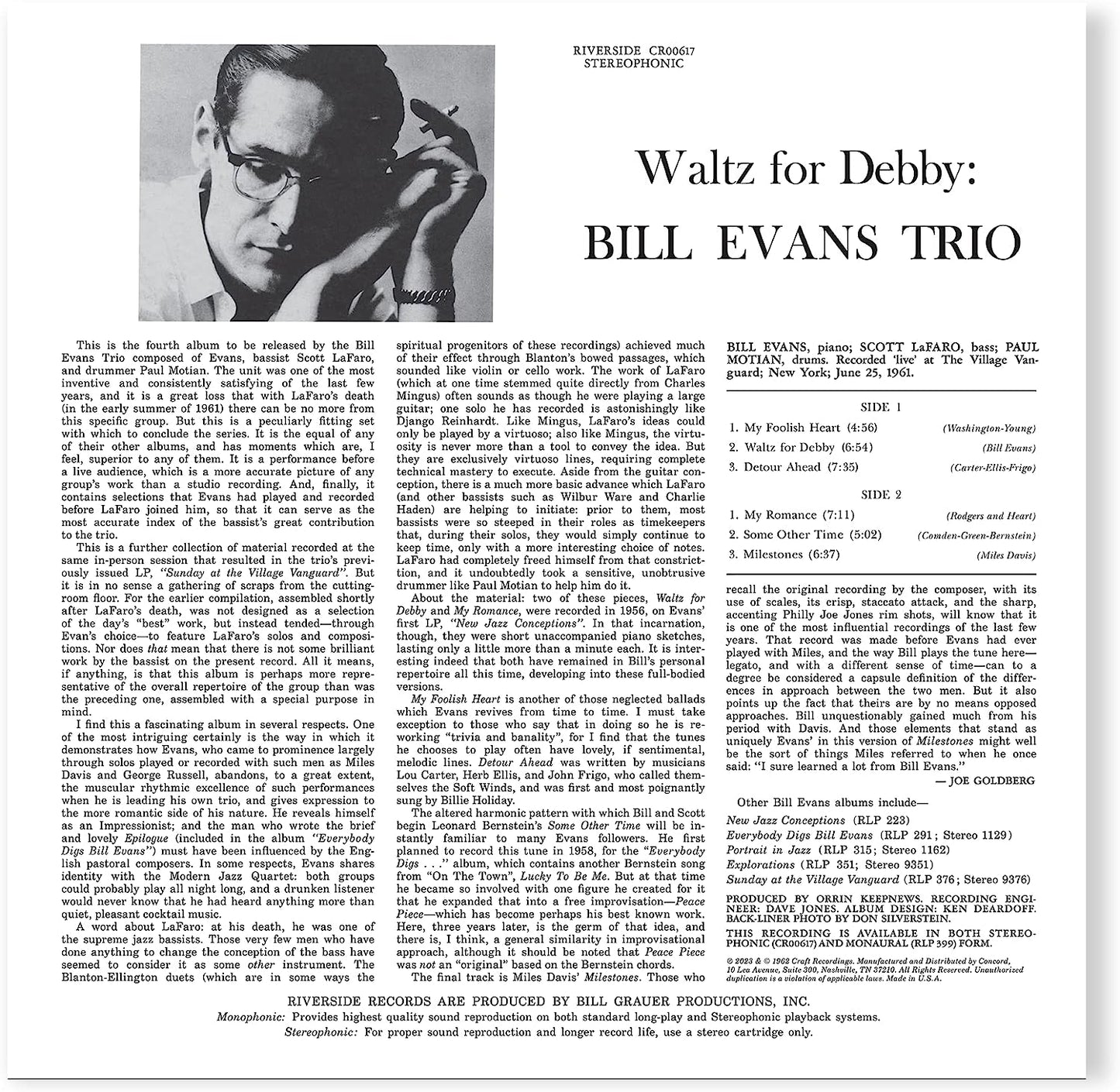 LP - Bill Evans - Waltz For Debby (Original Jazz Classics Series)