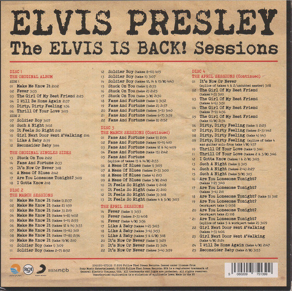 4CD - Elvis Presley - The Elvis Is Back Sessions