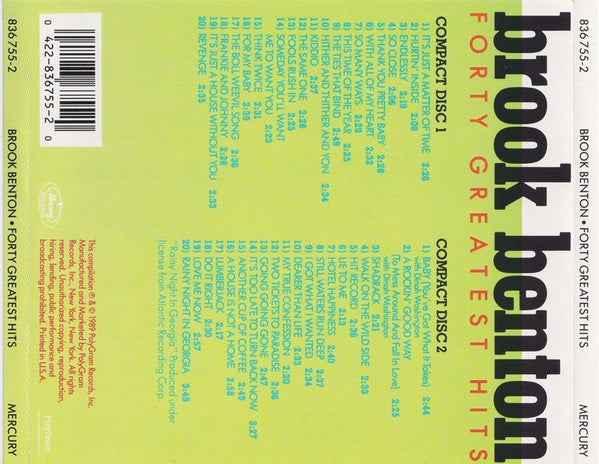 USED 2CD - Brook Benton – Forty Greatest Hits