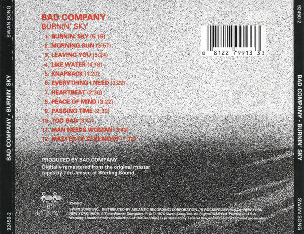 USED CD - Bad Company – Burnin' Sky