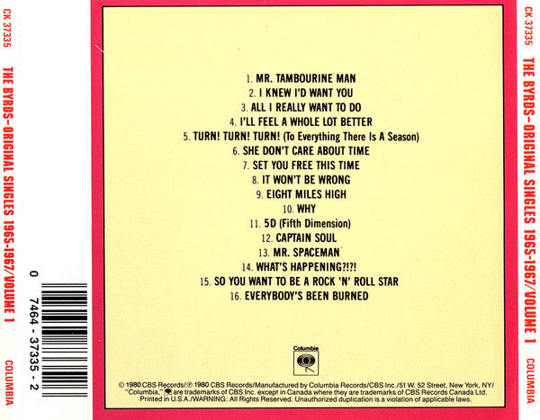 USED CD - The Byrds – The Original Singles 1965-1967 Volume 1