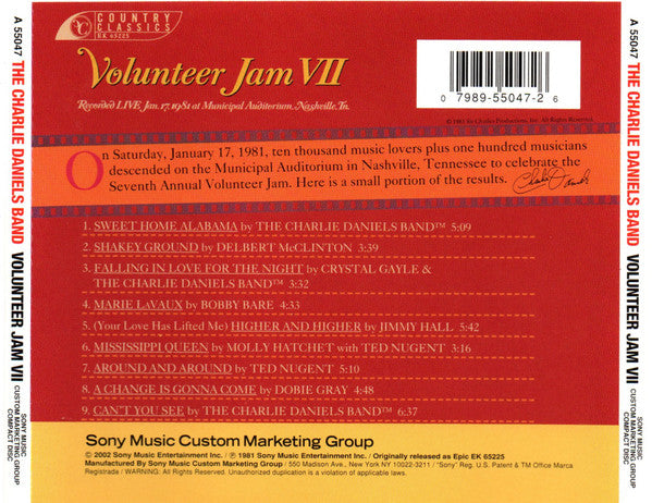 USED CD - The Charlie Daniels Band – Volunteer Jam Vll