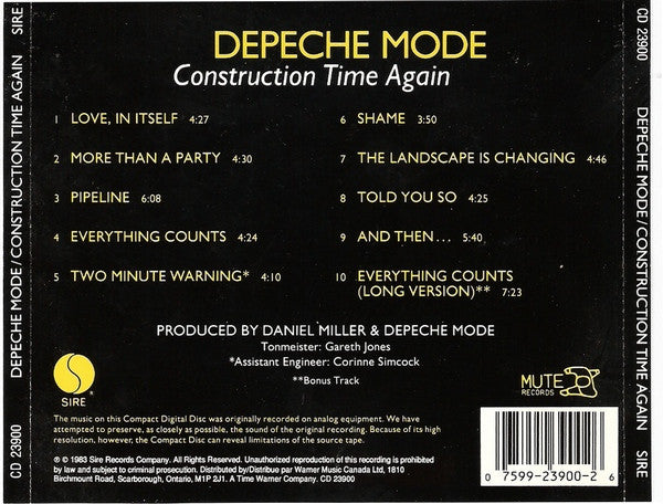 CD - Depeche Mode – Construction Time Again