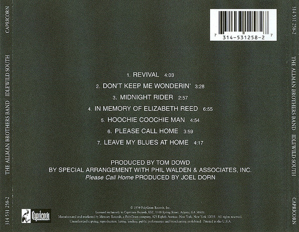 USED CD - The Allman Brothers Band – Idlewild South
