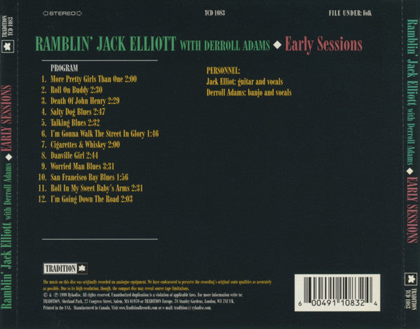 USED CD - Ramblin' Jack Elliott With Derroll Adams – Early Sessions