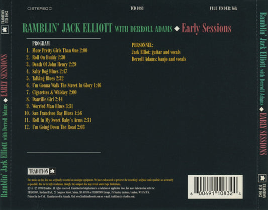 USED CD - Ramblin' Jack Elliott With Derroll Adams – Early Sessions