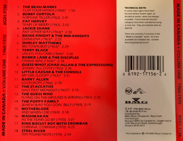 USED CD - Various – Made In Canada: Our Rock 'N' Roll History - Volume 1: The Early Years (1960-1970)