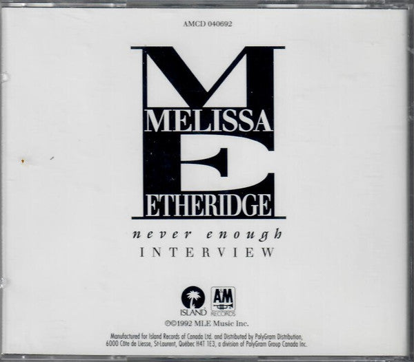 USED CD - Melissa Etheridge – Never Enough Interview