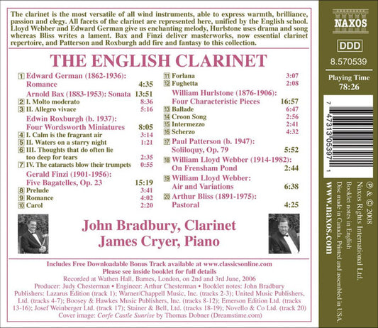 USED CD - John Bradbury, James Cryer – The English Clarinet