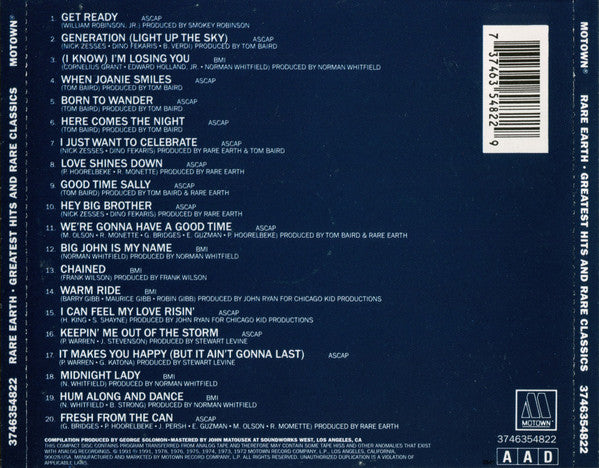 USED CD - Rare Earth – Greatest Hits And Rare Classics