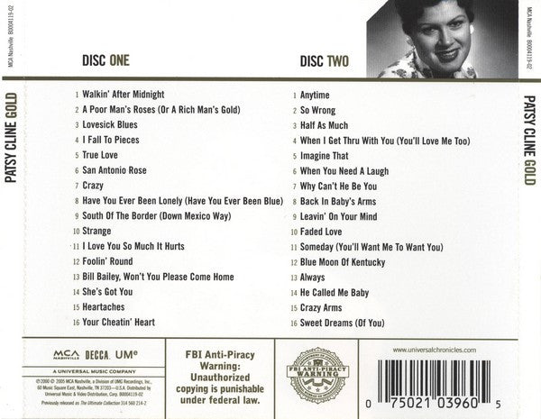 USED 2CD - Patsy Cline – Gold