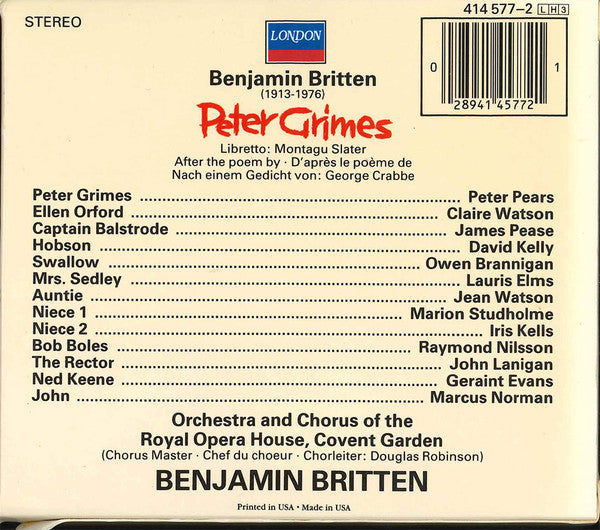 USED 3CD - Benjamin Britten, Peter Pears – Britten: Peter Grimes