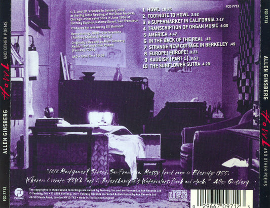 USED CD - Allen Ginsberg – Howl And Other Poems