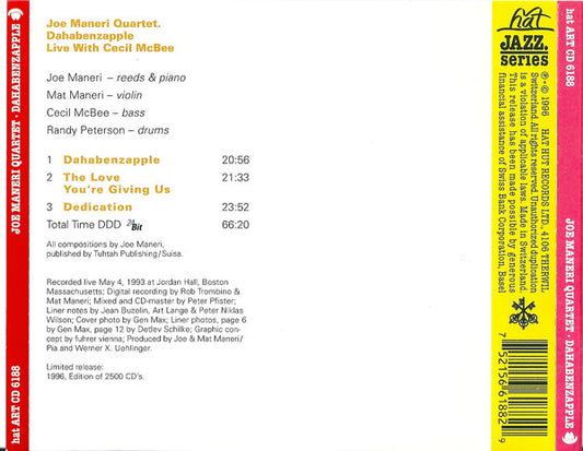 USED CD - Joe Maneri Quartet – Dahabenzapple