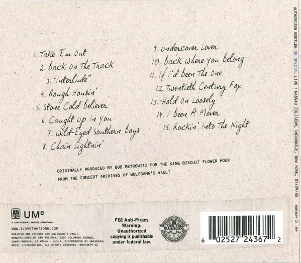 USED CD - 38 Special – Authorized Bootleg - Nassau Coliseum, Uniondale, New York 1/29/85