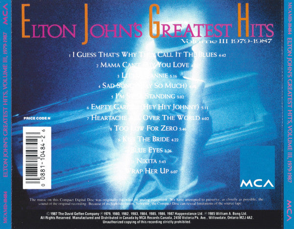 USED CD - Elton John – Greatest Hits Volume III 1979-1987