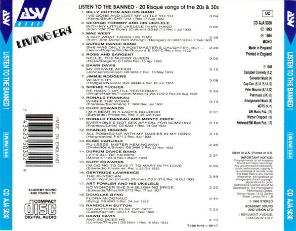 USED CD - Various – Listen To The Banned!