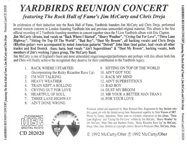 USED CD - The Yardbirds – Yardbirds Reunion Concert Featuring The Rock Hall Of Fame's Jim McCarty And Chris Dreja