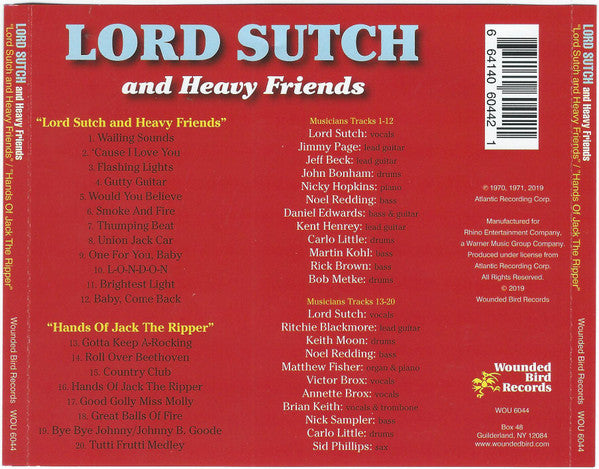 USED CD - Lord Sutch And Heavy Friends – "Lord Sutch And Heavy Friends" / "Hands Of Jack The Ripper"