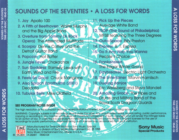 USED CD - Various – Sounds Of The Seventies - A Loss For Words