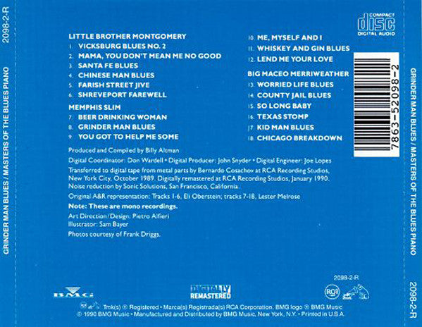 USED CD - Various – Grinder Man Blues / Masters Of The Blues Piano