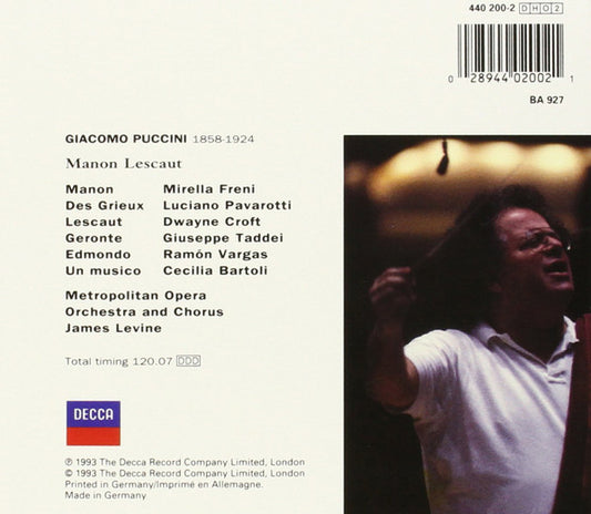 USED 2CD - Puccini - Freni · Pavarotti · Croft · Taddei · Vargas · Bartoli · Metropolitan Opera Orchestra & Chorus · James Levine – Manon Lescaut