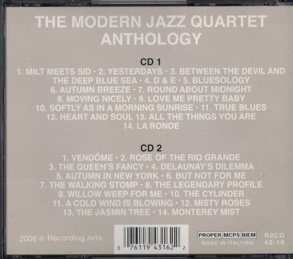 2CD - The Modern Jazz Quartet – MJQ - The Modern Jazz Quartet Anthology