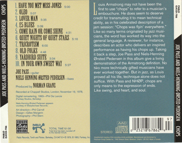 USED CD - Joe Pass and Niels-Henning Ørsted Pedersen – Chops