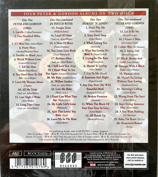 USED 2CD - Peter & Gordon – Peter And Gordon / In Touch With Peter And Gordon / Hurtin' 'N' Lovin' / Peter And Gordon