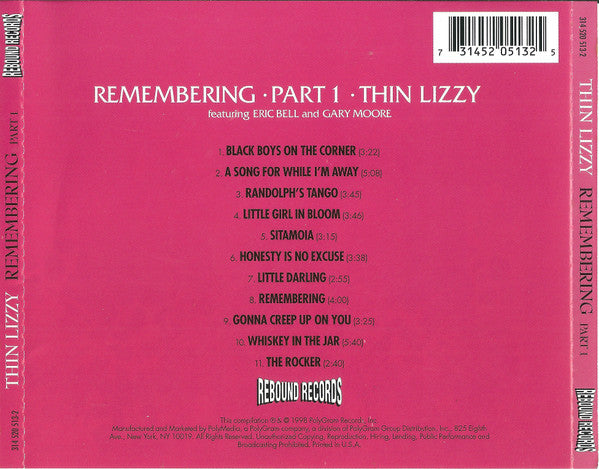 USED CD - Thin Lizzy Featuring Eric Bell And Gary Moore – Remembering Part 1