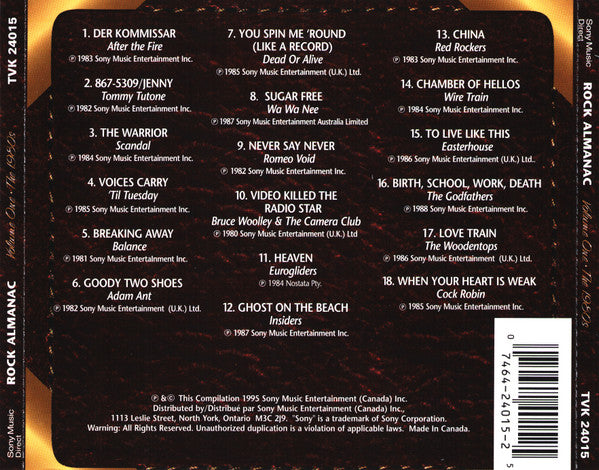 USED CD - Various – Rock Almanac - Volume One • The 1980s