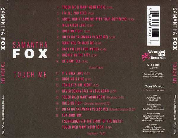 CD - Samantha Fox – Touch Me