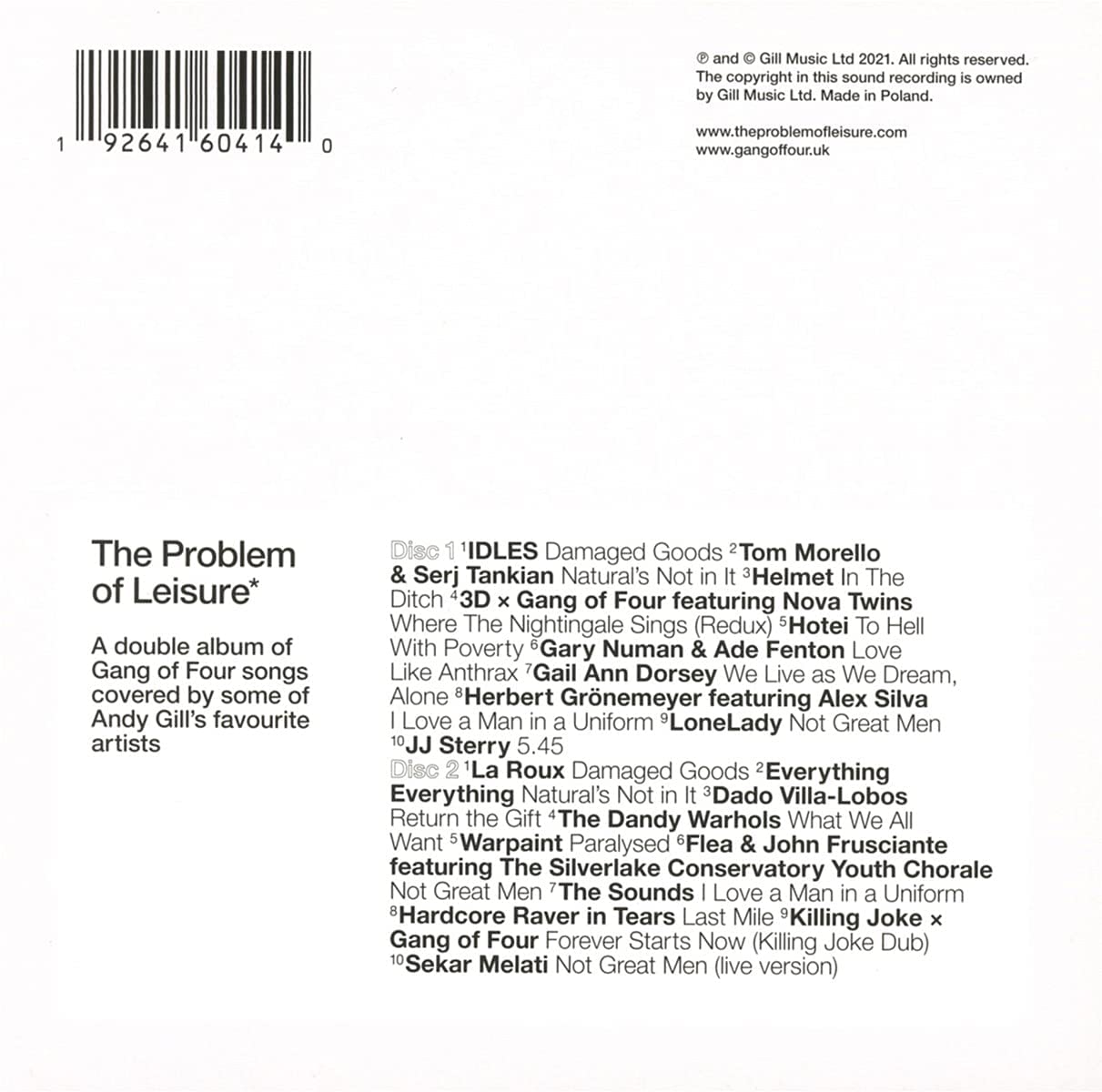 The Problem Of Leisure: A Celebration of Andy Gill and Gang Of Four - 2CD