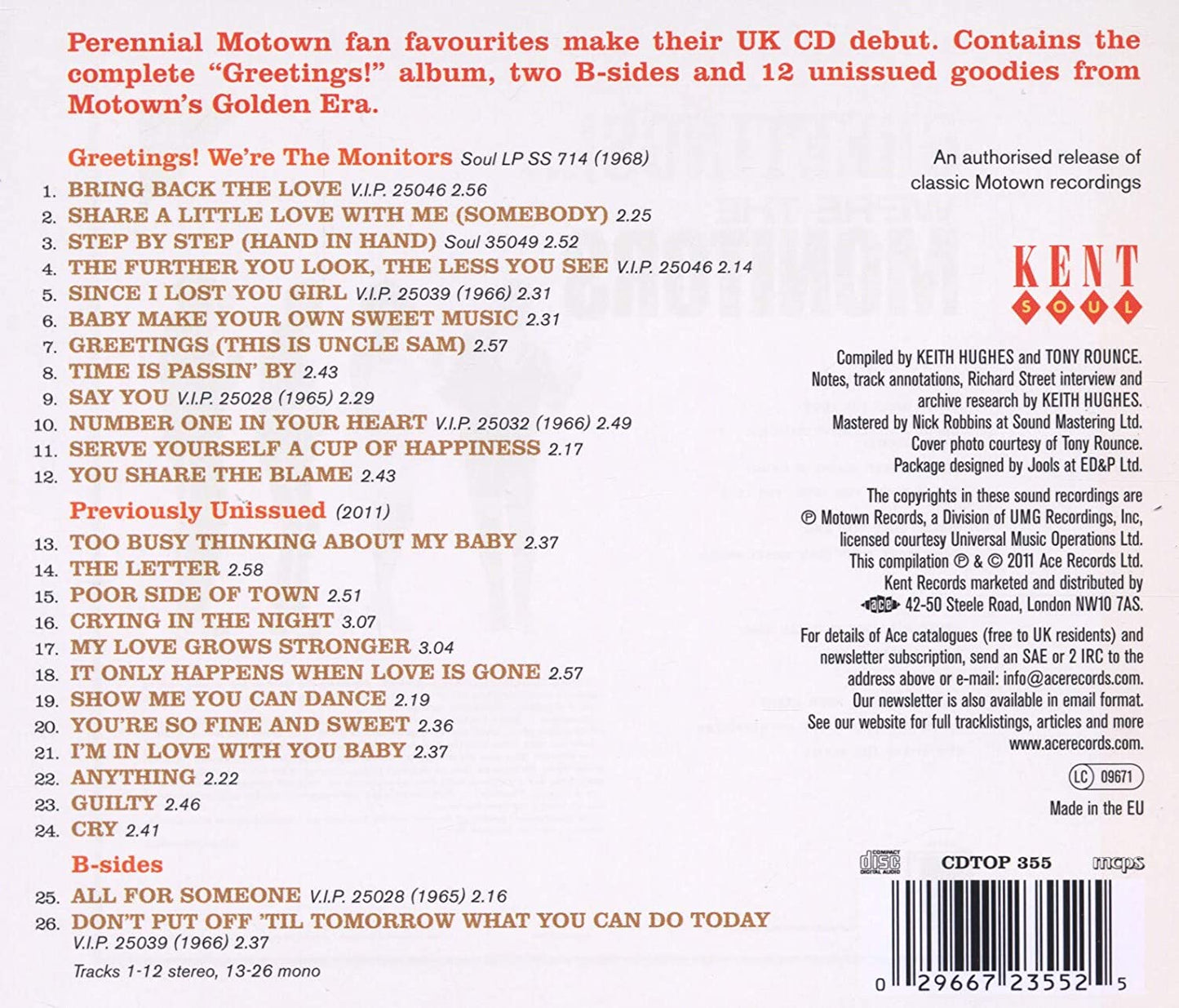 The Monitors - Say You! The Motown Anthology 1963-1968 - CD