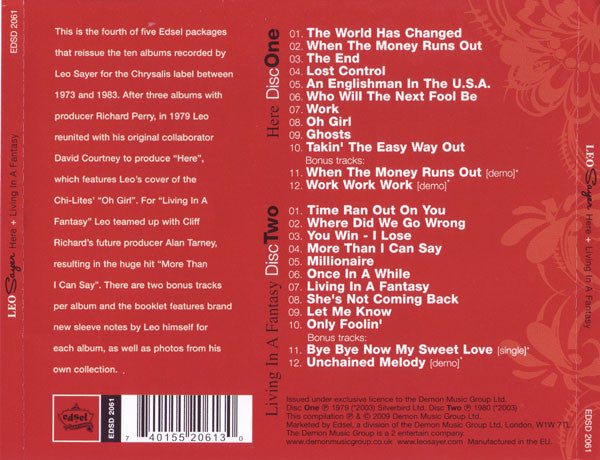 Leo Sayer – Here + Living In a Fantasy - 2CD