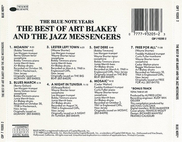 Art Blakey And The Jazz Messengers – The Best Of - USED CD