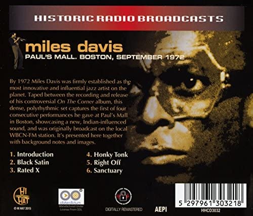 Miles Davis - Paul's Mall. Boston September 1972 - CD