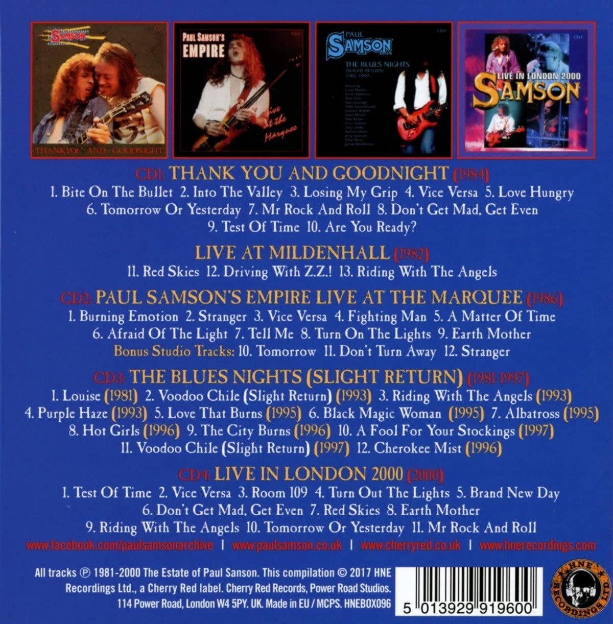 4CD - Samson - Mr Rock And Roll: Live 1981-2000