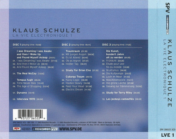 USED 3CD - Klaus Schulze – La Vie Electronique 1