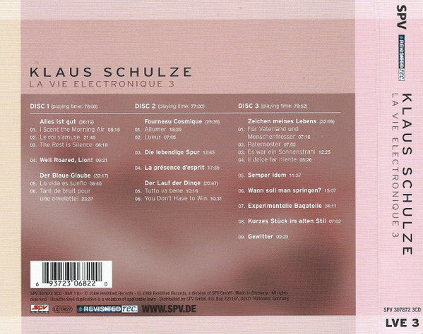 USED 3CD - Klaus Schulze – La Vie Electronique 3