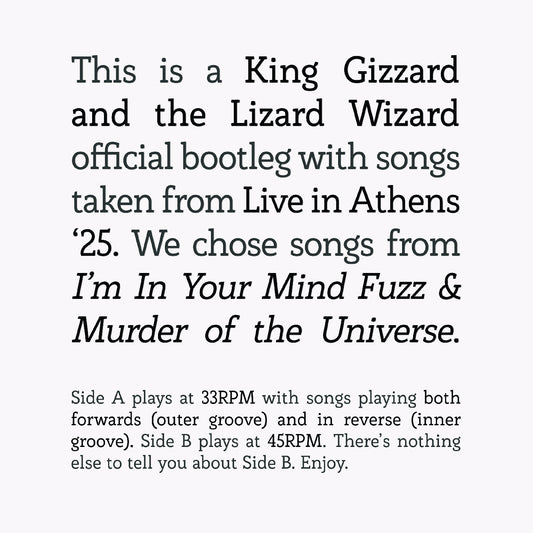LP - King Gizzard and The Lizard Wizard Title: Songs from I'm In Your Mind Fuzz & Murder of the Universe Live in Athens '25
