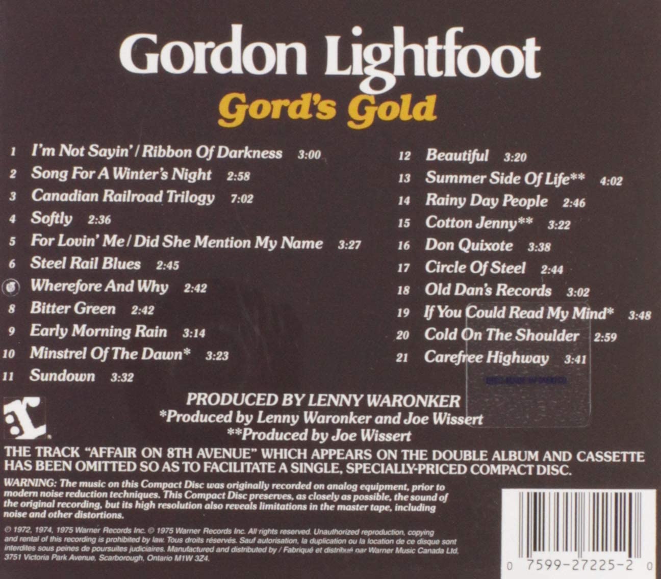 CD - Gordon Lightfoot - Gord's Gold