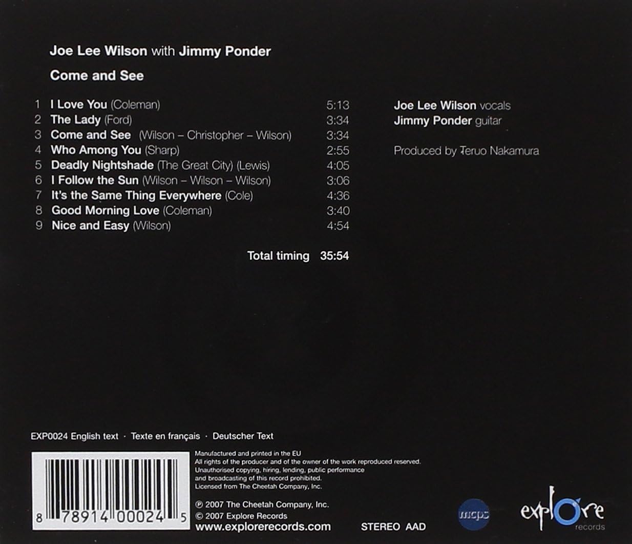 USED CD - Joe Lee Wilson with Jimmy Ponder - Come And See