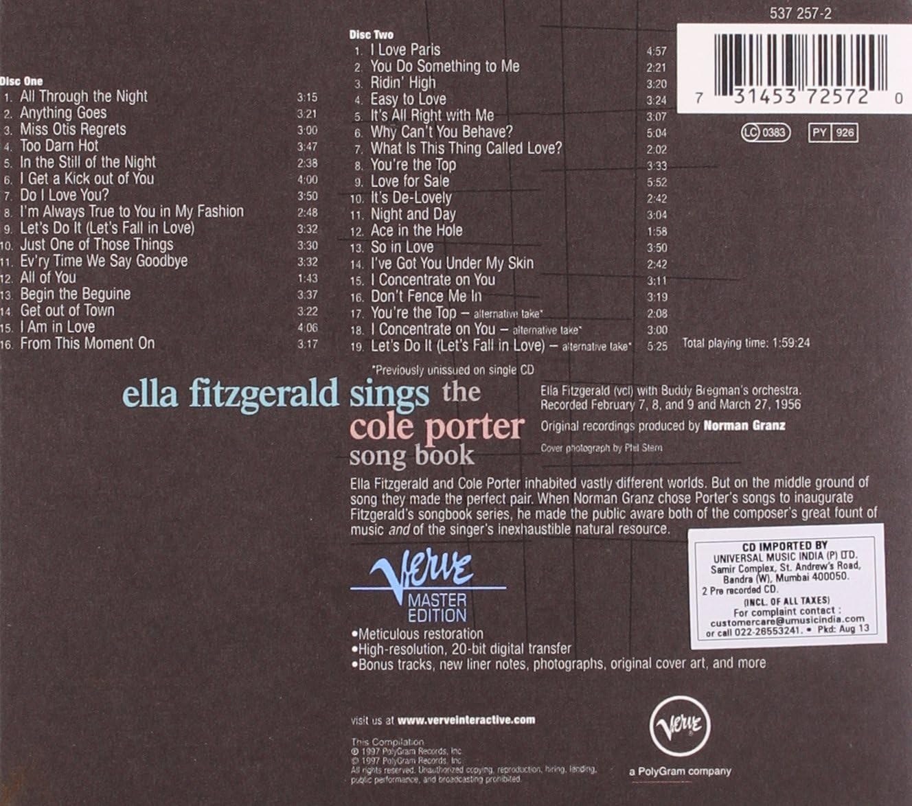 USED 2CD - Ella Fitzgerald – Sings The Cole Porter Songbook