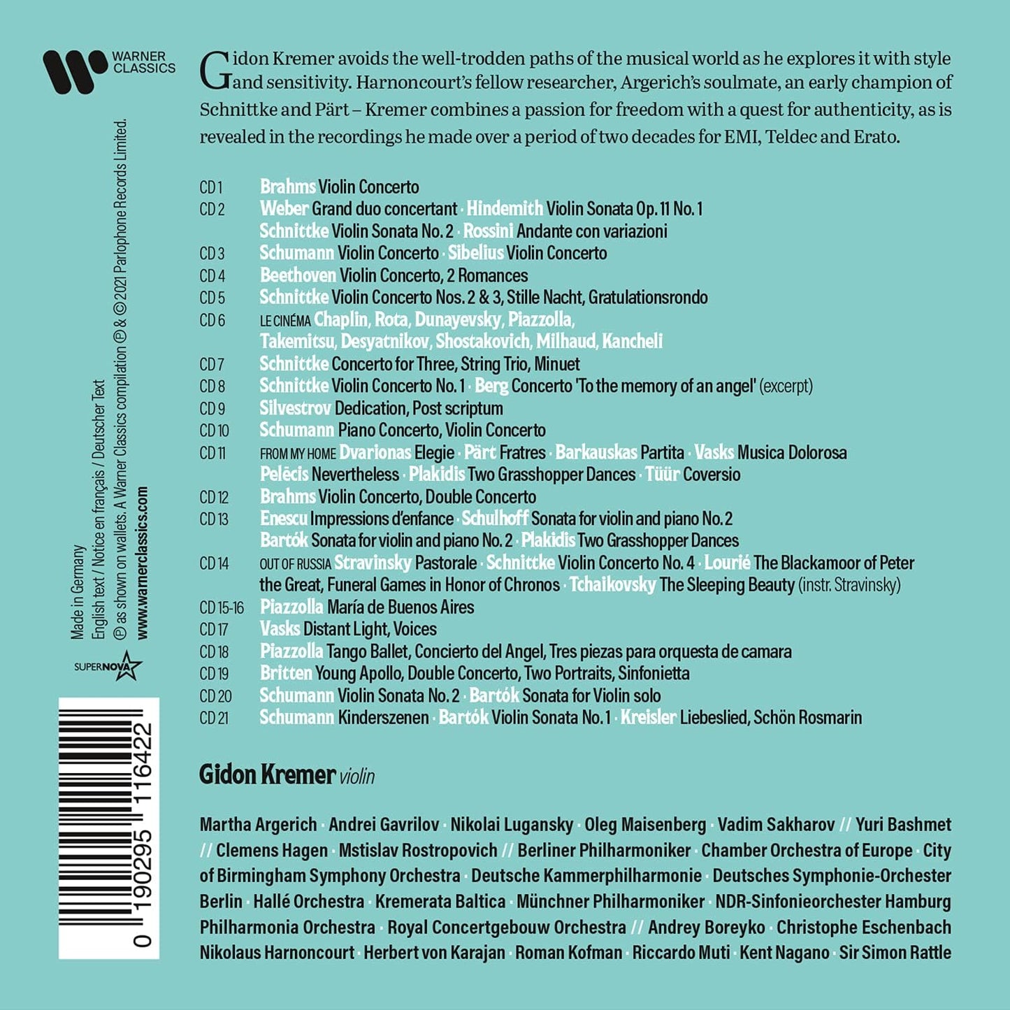 21 CD - Gideon Kremer - The Warner Collection