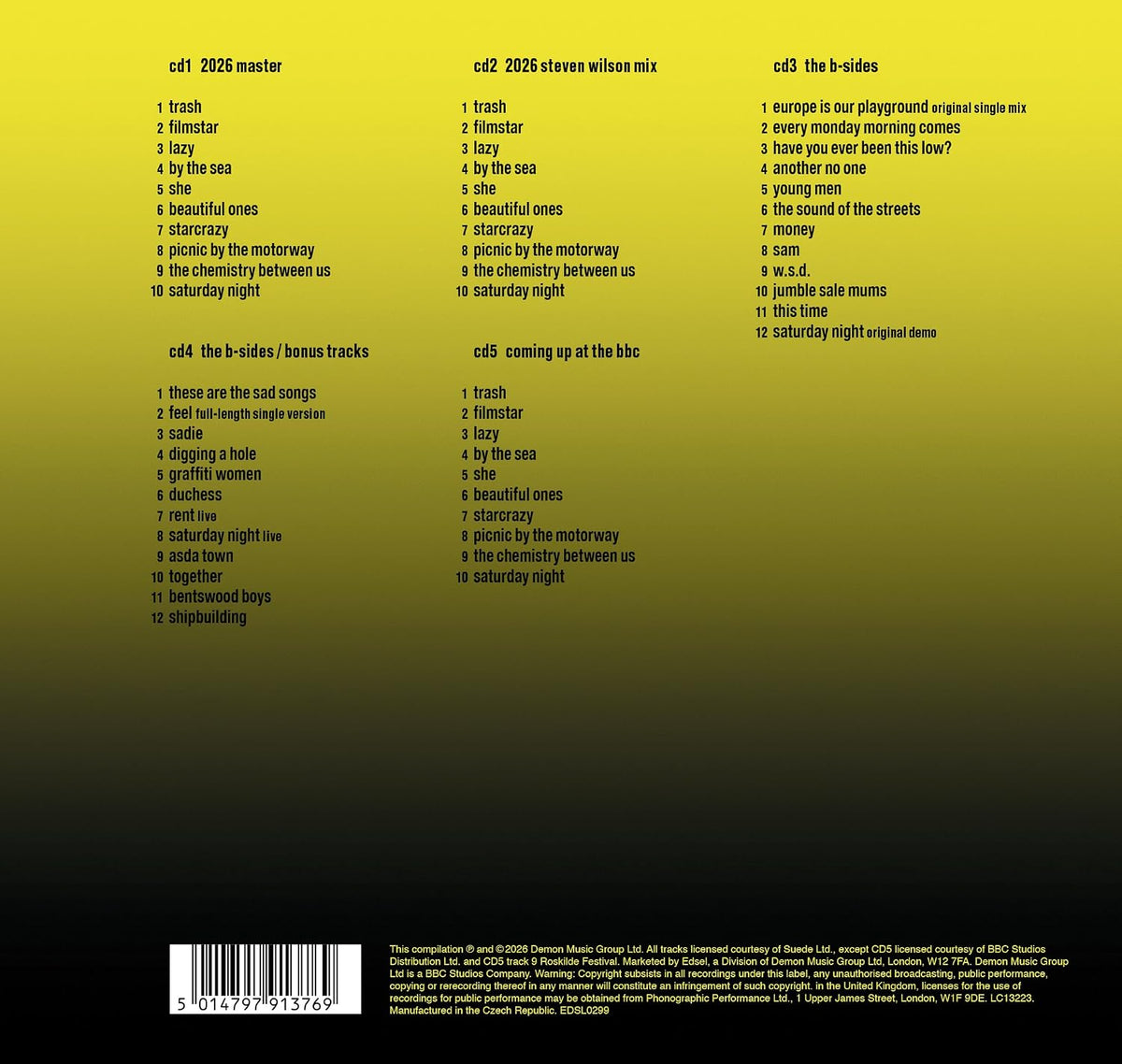 5CD - Suede - Coming Up (30th)
