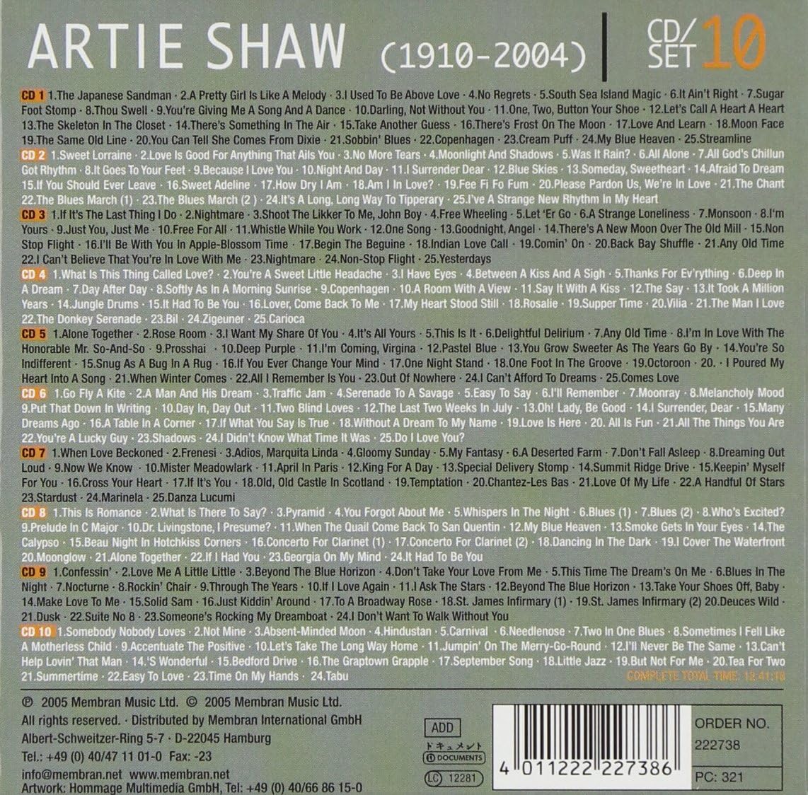 USED 10CD - Artie Shaw: Begin the Beguine (1909-2004)