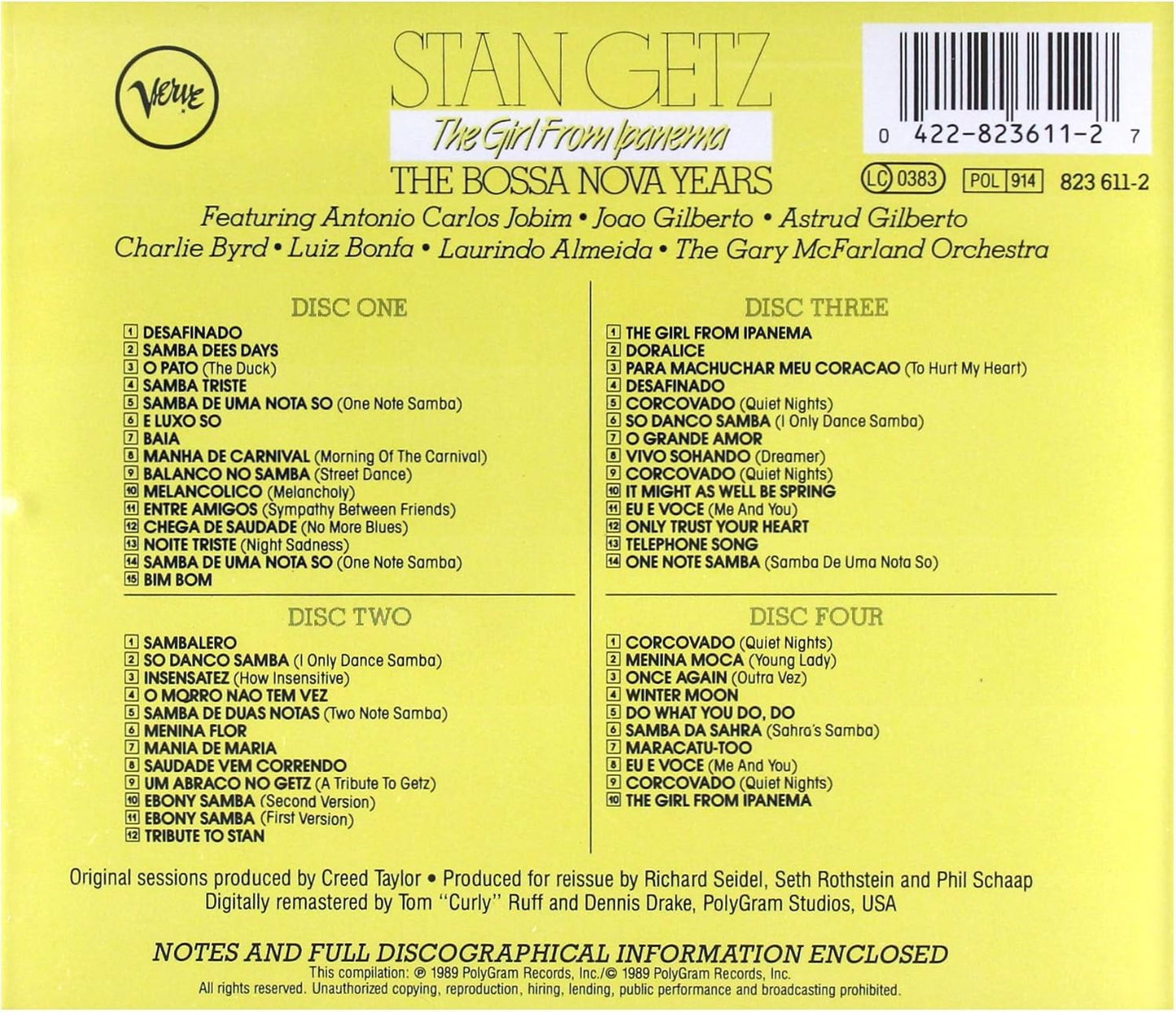 USED 4CD - Stan Getz - The Bossa Nova Years